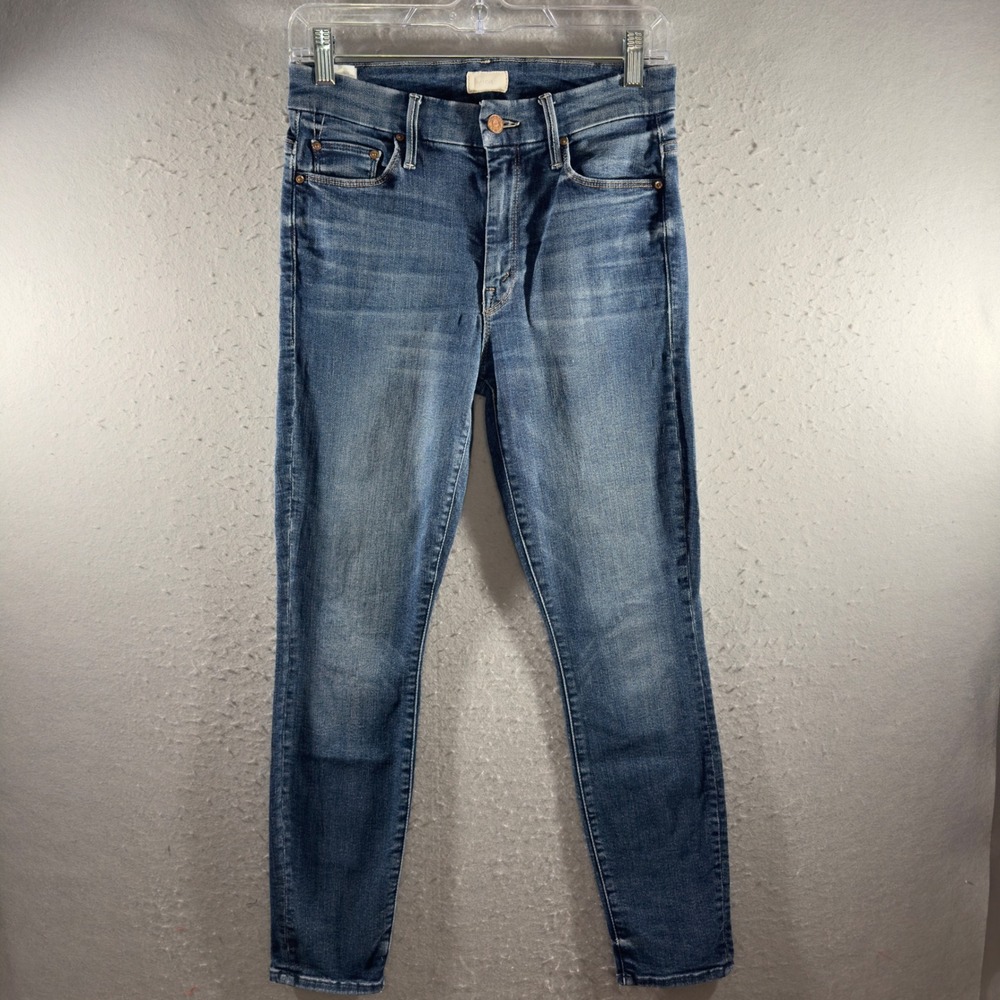 1303 | Mother High Waisted Looker Crop Bake Sale Brawl Jeans Blue Womens 27